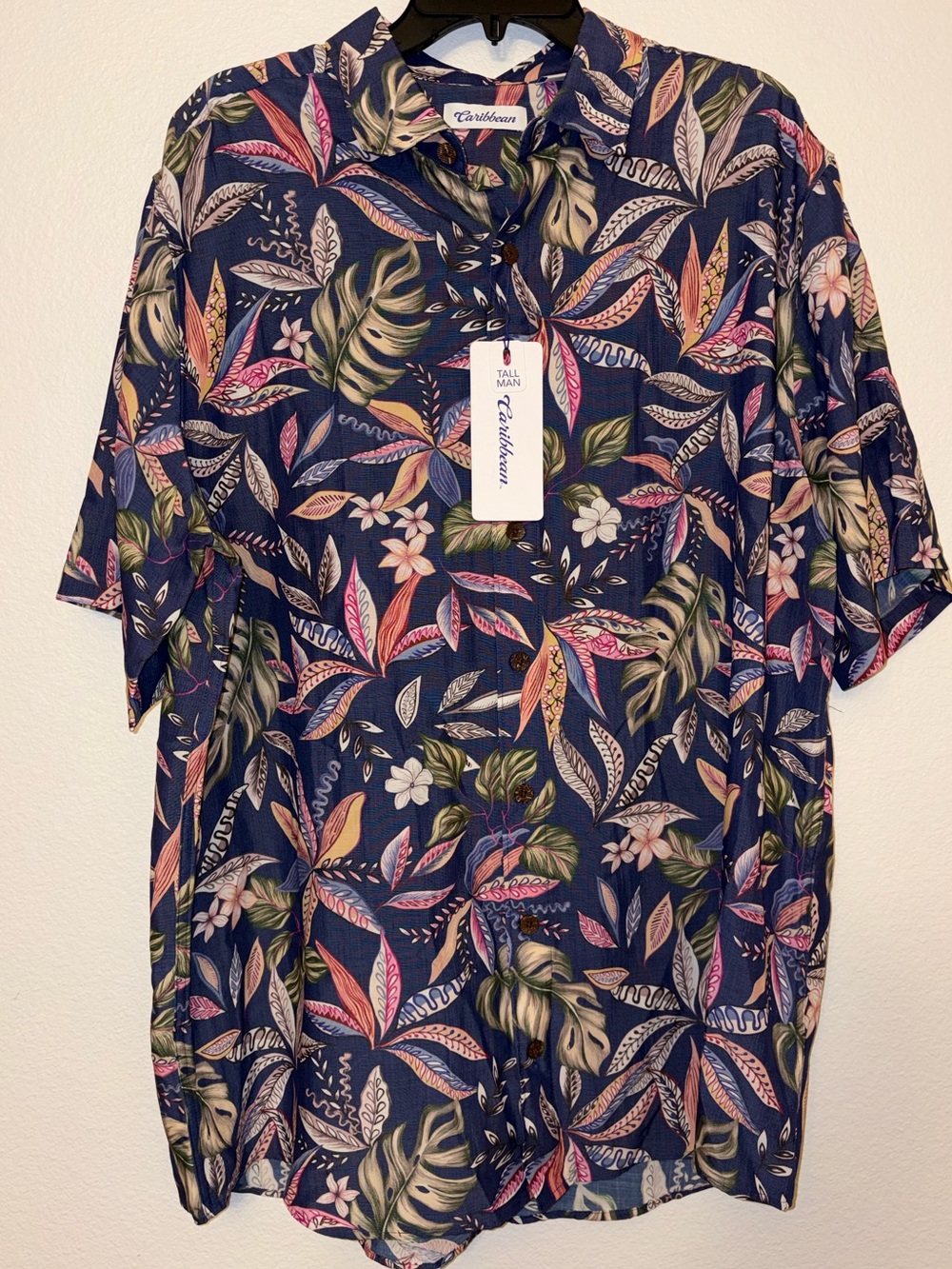 Roundtree & Yorke Mens XLT Hawaiian Shirt Short Sleeve Floral Tropical Tall NWT